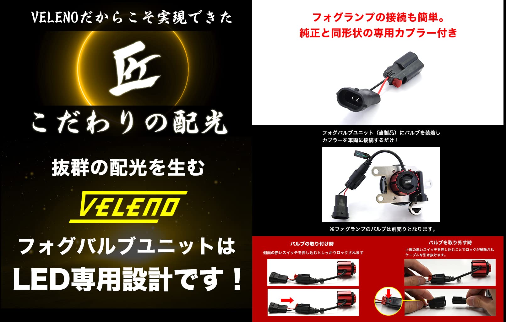 VELENO LEDバルブ専用 純正同形状 上下の光軸調整可能 純正